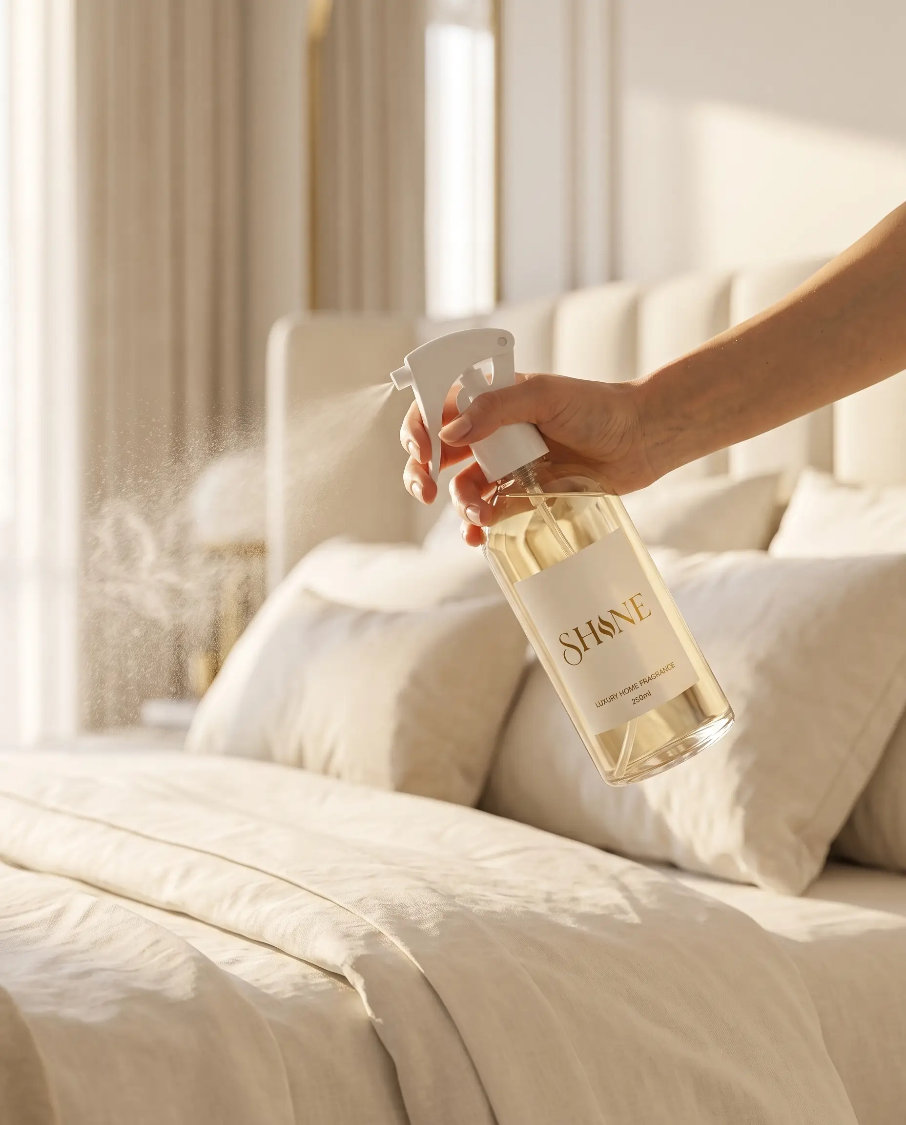 Home spray SHINE sobre tecidos de linho