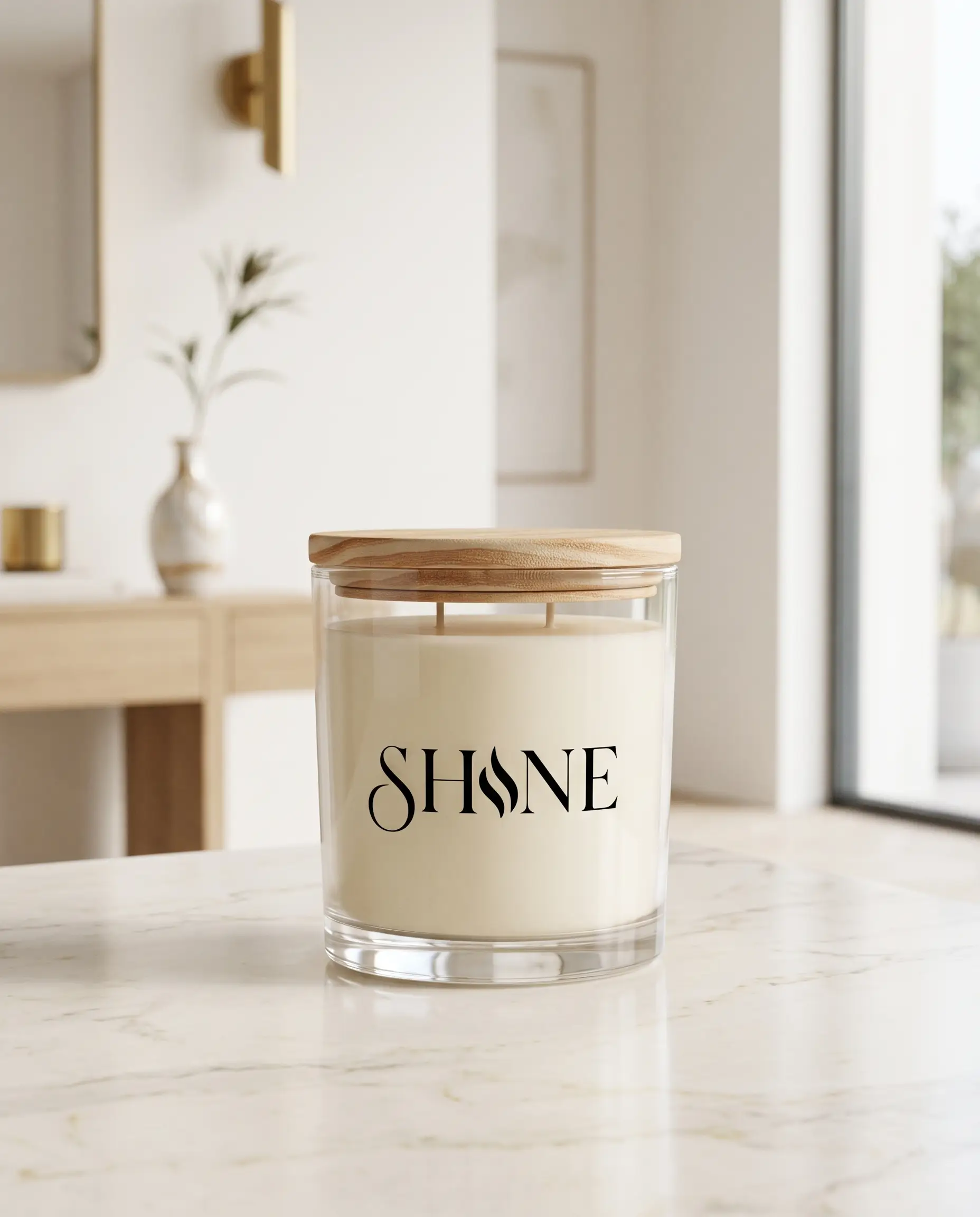 Vela aromática SHINE — composição editorial